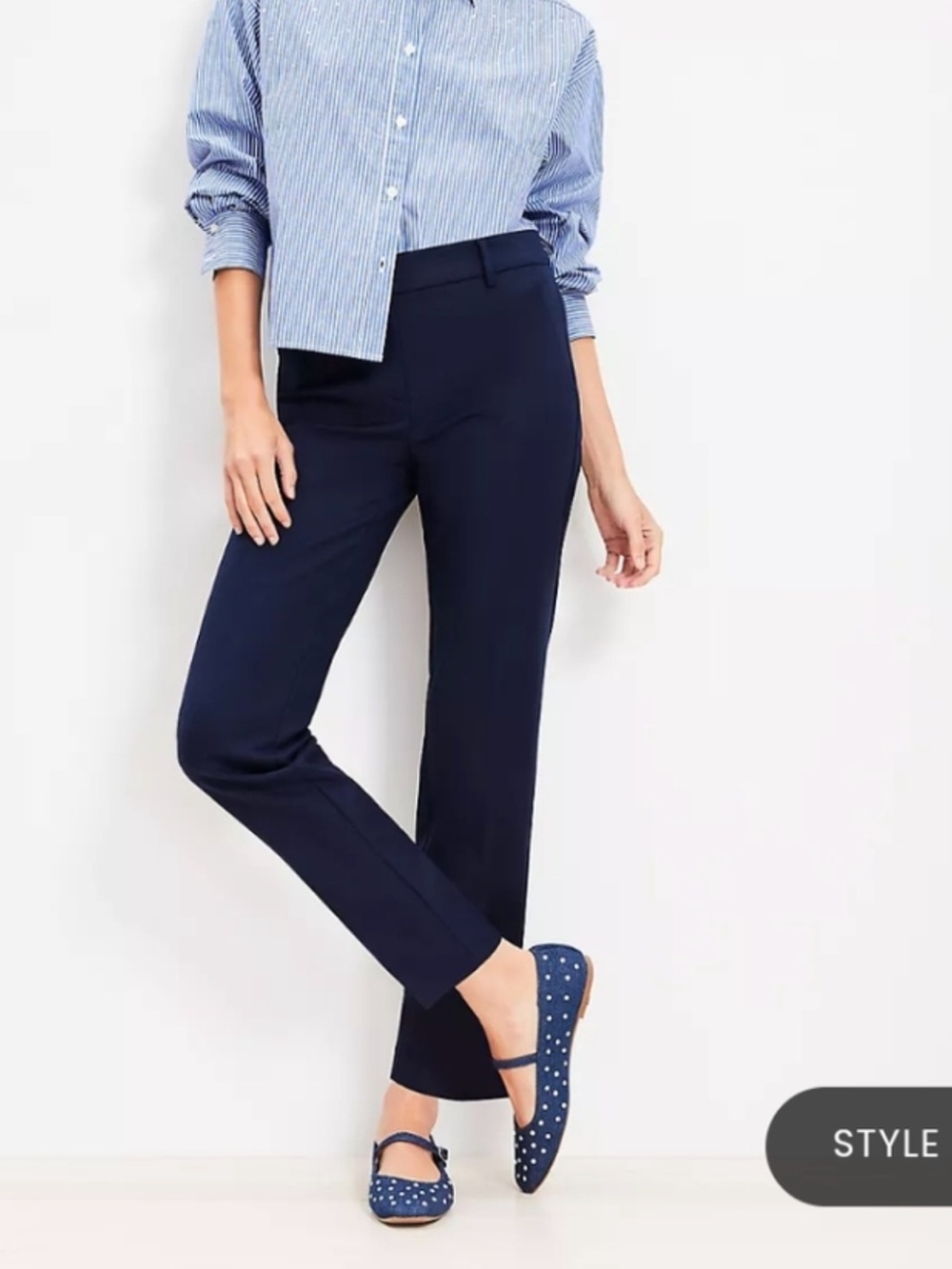 Loft sz 14 The Riviera Slim pants slacks NWT blue stretch casual career chic